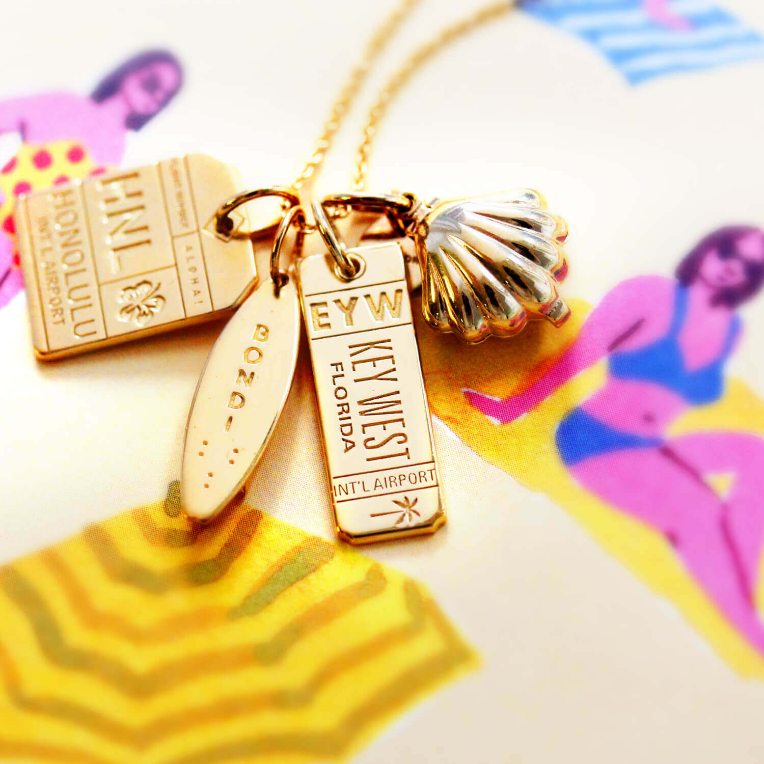 Gold Bondi Surfboard Charm, Sydney, Australia - JET SET CANDY  (1720176377914)