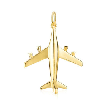Solid Gold Airplane Charm, Large