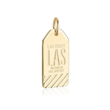 Las Vegas Nevada USA LAS Luggage Tag Charm Solid Gold