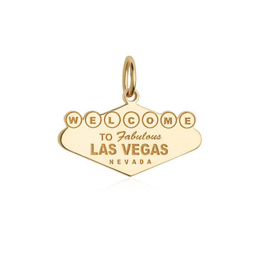 Welcome to Vegas Sign Charm Las Vegas Solid Gold