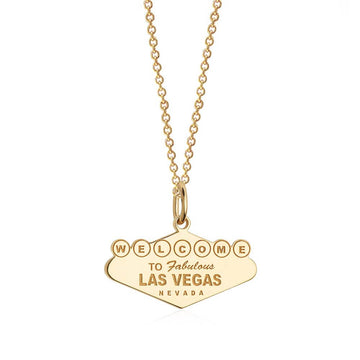 Welcome to Vegas Sign Charm Las Vegas Solid Gold