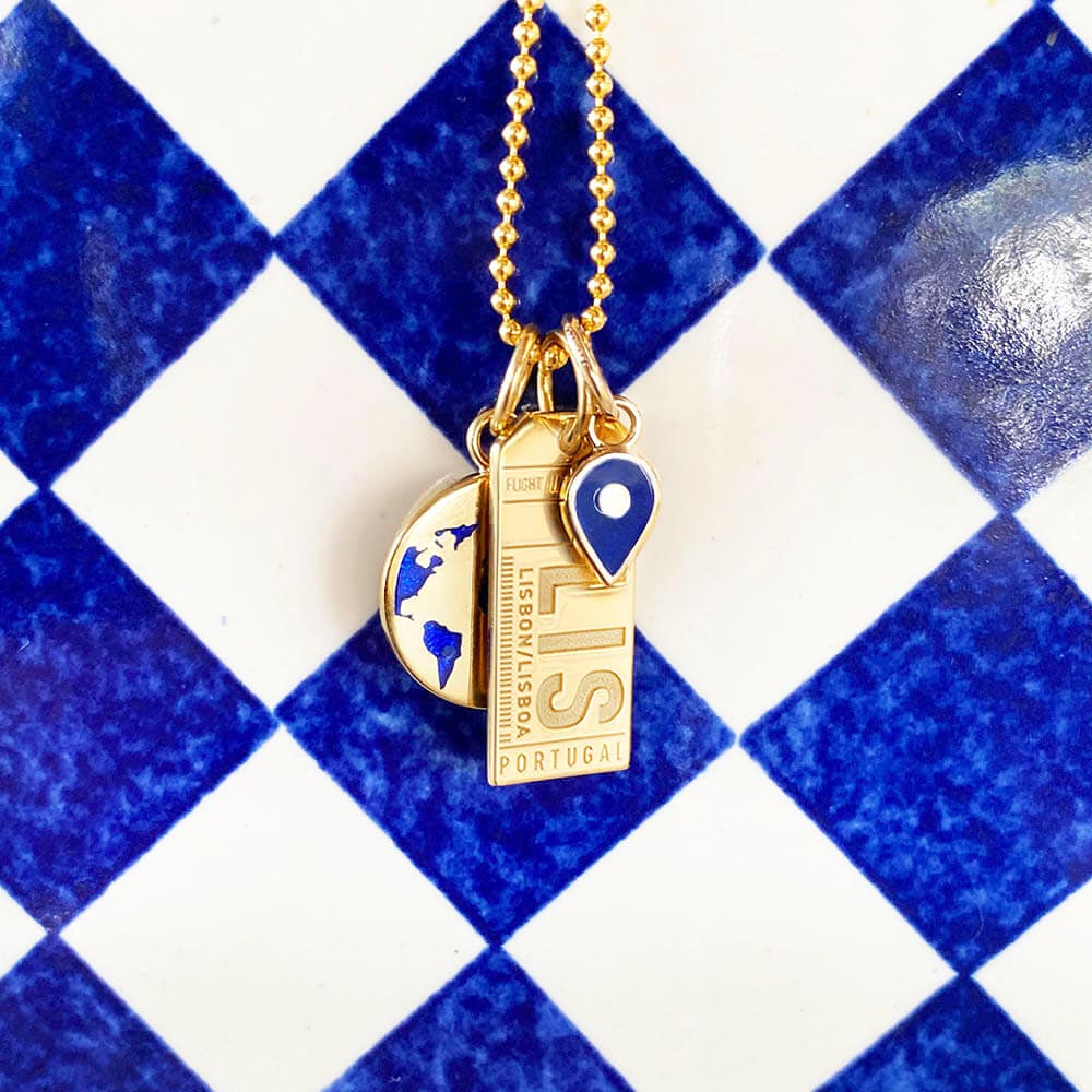 Solid Gold February Map Pin Charm with Amethyst Enamel - JET SET CANDY (7532598034680)