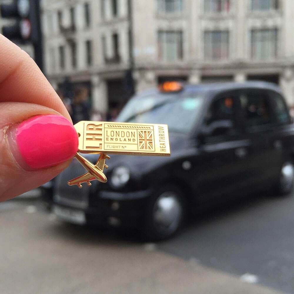 Gold Vermeil London Charm, LHR Luggage Tag - JET SET CANDY (2339333210170)