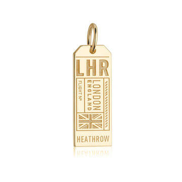 London England LHR Luggage Tag Charm Gold