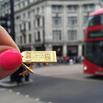 London England LHR Luggage Tag Charm Solid Gold