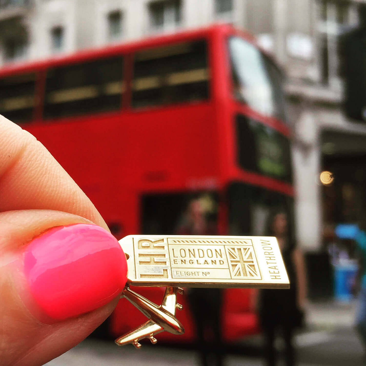 Gold Vermeil England Charm, LHR London Luggage Tag - JET SET CANDY  (2339333210170)