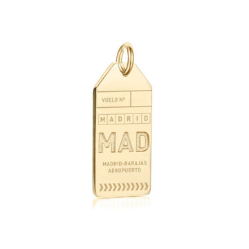 Madrid Spain MAD Luggage Tag Charm Solid Gold