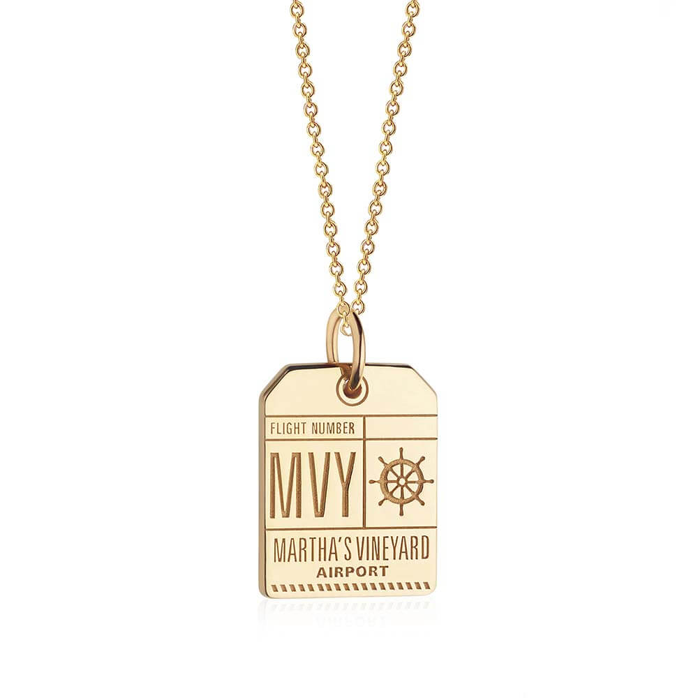 Gold Martha's Vineyard Charm, MVY Luggage Tag - JET SET CANDY  (1720193515578)