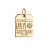 Martha's Vineyard Massachusetts MVY Luggage Tag Charm Gold