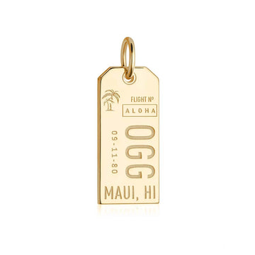 Maui Hawaii USA OGG Luggage Tag Charm Gold