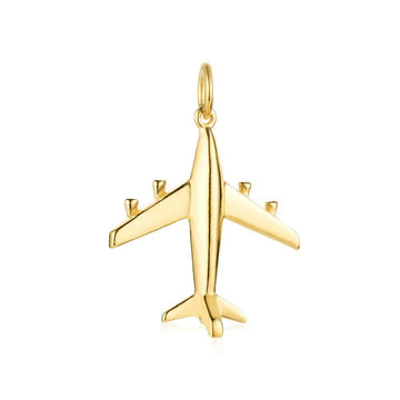 Airplane Charm Solid Gold Medium