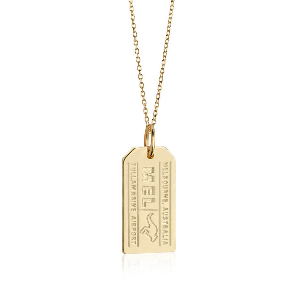 Solid Gold Australia Charm, Melbourne MEL Luggage Tag - JET SET CANDY  (4591639330904)