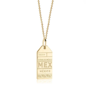 Mexico City MEX Luggage Tag Charm Gold