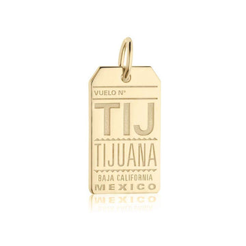 Tijuana Mexico TIJ Luggage Tag Charm Solid Gold