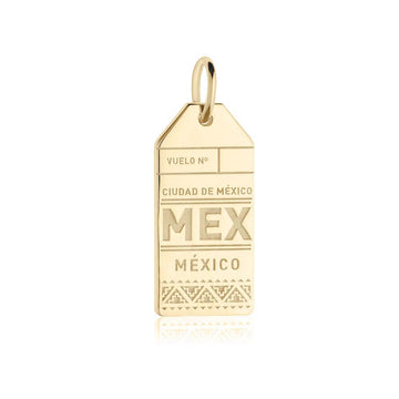 Mexico City MEX Luggage Tag Charm Gold
