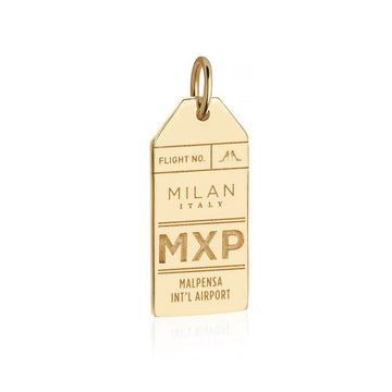 Milan Italy MXP Luggage Tag Charm Solid Gold