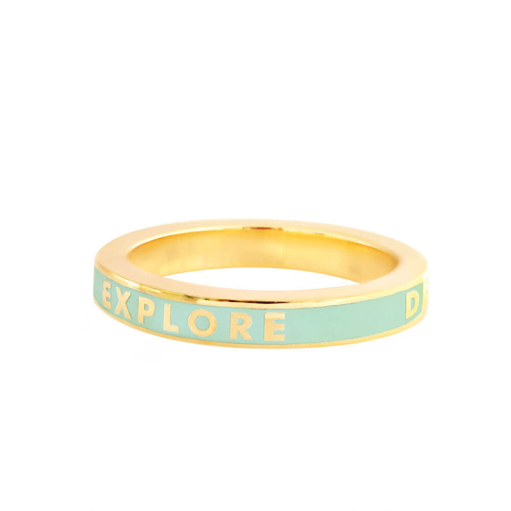 Mint Enamel Gold Ring, Explore Dream Discover (2276740988986)