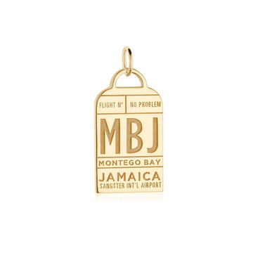 Montego Bay Caribbean MBJ Luggage Tag Charm Solid Gold