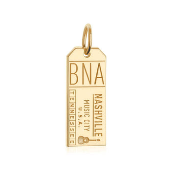 Nashville Tennessee USA BNA Luggage Tag Charm Gold
