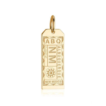 Albuquerque New Mexico USA ABQ Luggage Tag Charm Solid Gold