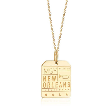 Louisiana New Orleans MSY Luggage Tag Charm Gold
