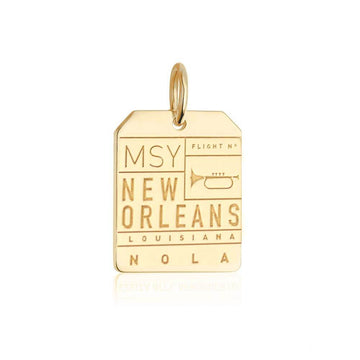 Louisiana New Orleans MSY Luggage Tag Charm Solid Gold