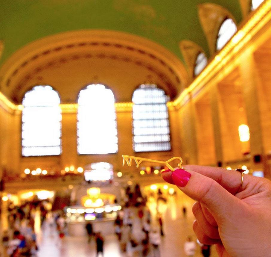 Gold I Love New York Key & Heart Charm - JET SET CANDY  (1720174968890)