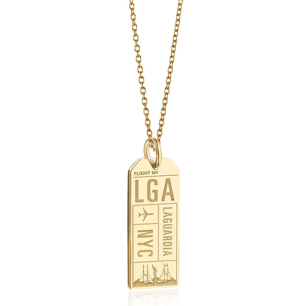 Gold New York Charm, LGA LaGuardia Luggage Tag - JET SET CANDY (7781392122104)