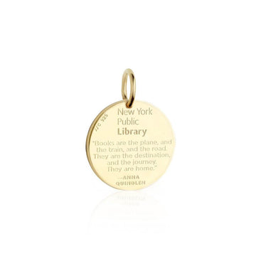 New York Public Library Tag Charm Solid Gold