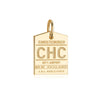 Christchurch New Zealand CHC Luggage Tag Charm Gold