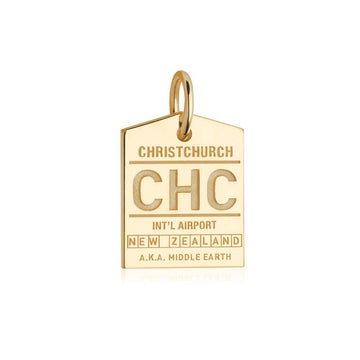 Christchurch New Zealand CHC Luggage Tag Charm Gold