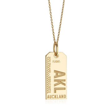 Auckland New Zealand AKL Luggage Tag Charm Solid Gold