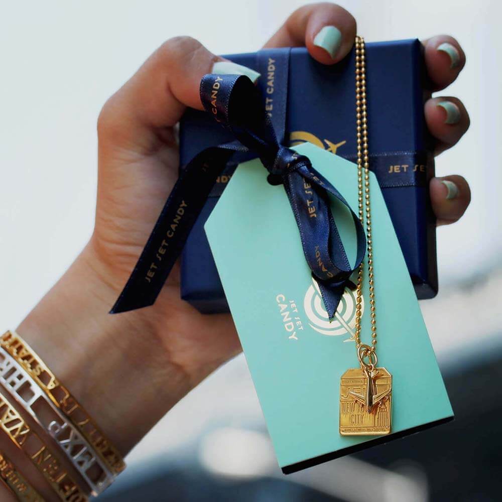 Gold New York Charm, JFK Luggage Tag - JET SET CANDY (1720189648954)