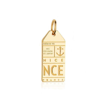 Solid Gold France Charm, NCE Nice Luggage Tag