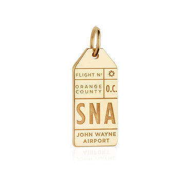 Orange County California USA SNA Santa Ana Luggage Tag Charm Gold