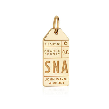 Orange County California USA SNA Santa Ana Luggage Tag Charm Solid Gold