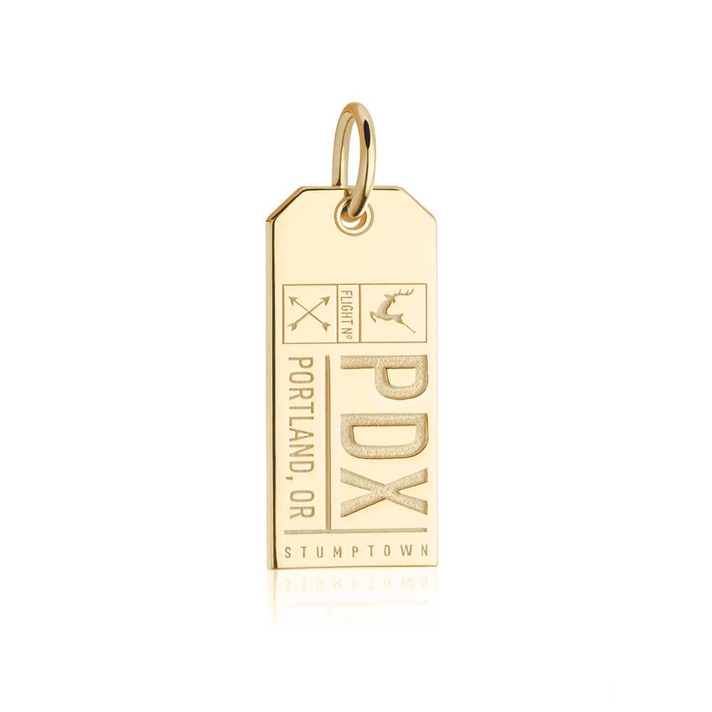 Solid Gold PDX Portland Luggage Tag Charm (6571817140408)