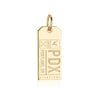 Portland Oregon USA PDX Luggage Tag Charm Solid Gold