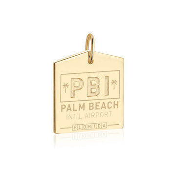 Palm Beach Florida USA PBI Luggage Tag Charm Solid Gold