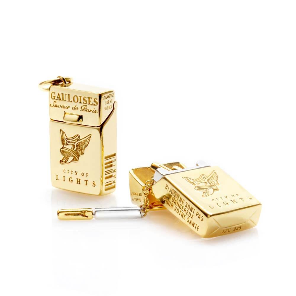 Solid Gold Gauloises French Cigarettes Charm - JET SET CANDY (1720171429946)