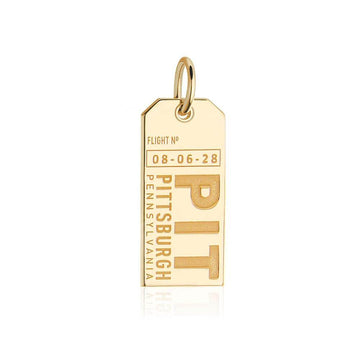 Pittsburgh Pennsylvania USA PIT Luggage Tag Charm Solid Gold