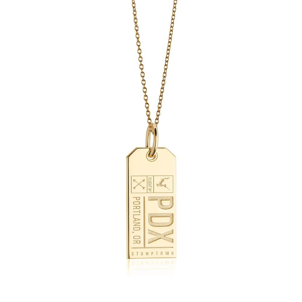 Portland Charm Portland, OR | PDX Airport Luggage Tag Charm | 14K Solid Gold Oregon ...