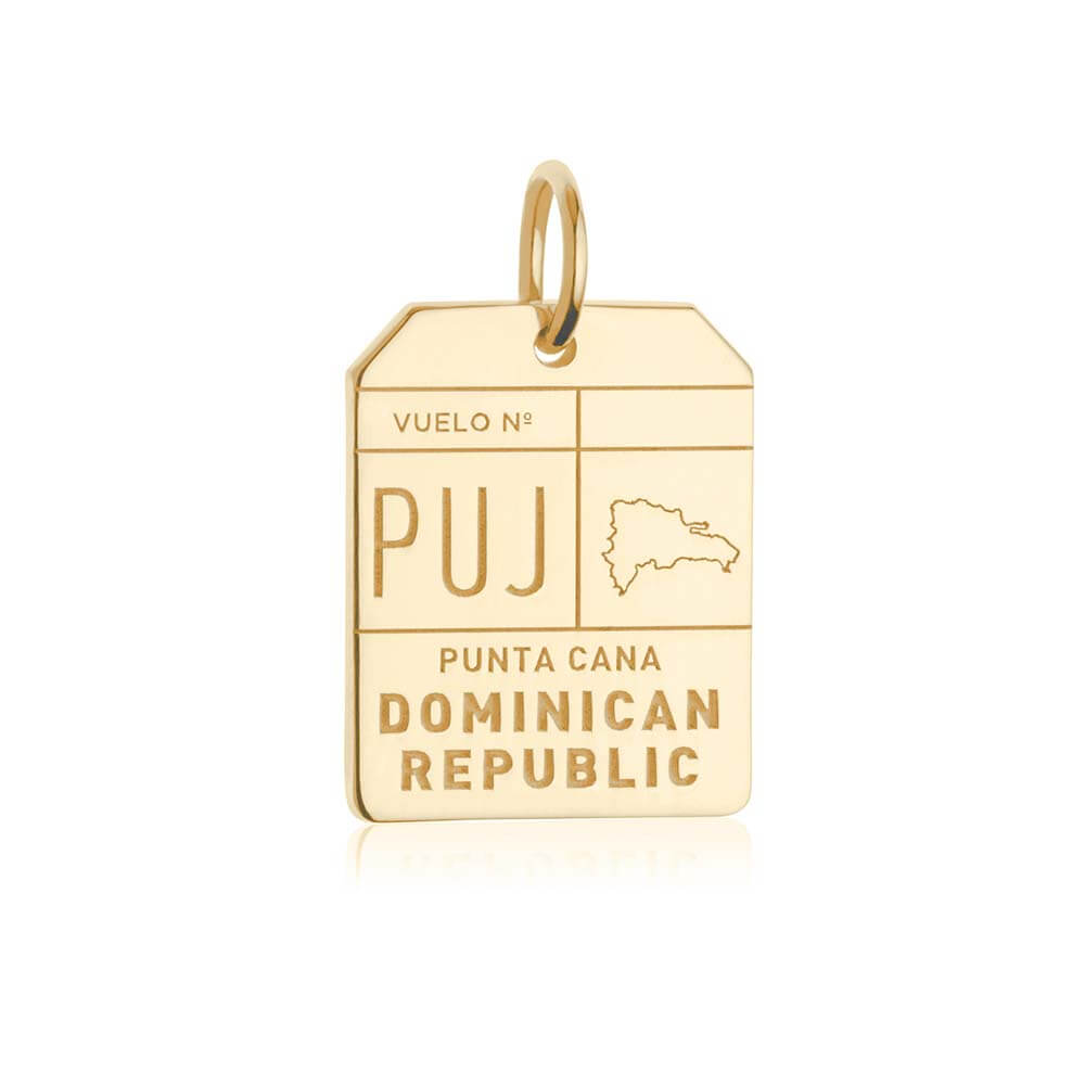 Punta Cana | PUJ Airport Luggage Tag Charm | 14K Solid Gold