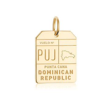 Punta Cana Dominican Republic PUJ Luggage Tag Charm Solid Gold