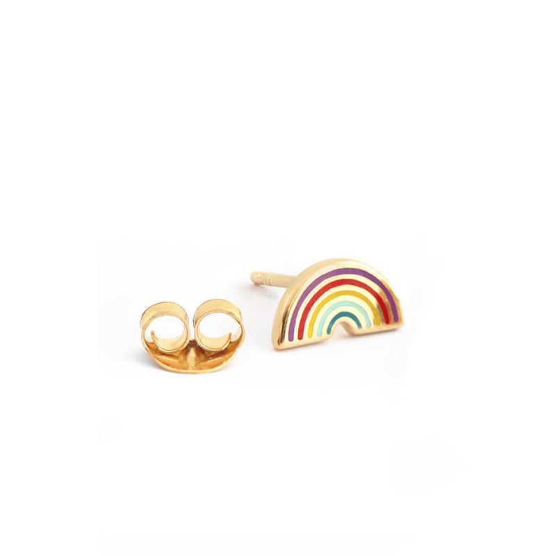 金の虹【leah alexandra】RAINBOW PAVE STUDS 14金ヴェルメイユ Solid Gold Rainbow Earring Stud – JET SET CANDY