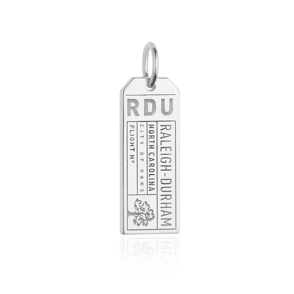 Silver Raleigh-Durham, North Carolina RDU Luggage Tag Charm - JET SET CANDY  (2419537412154)