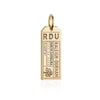 Raleigh Durham North Carolina USA RDU Luggage Tag Charm Solid Gold