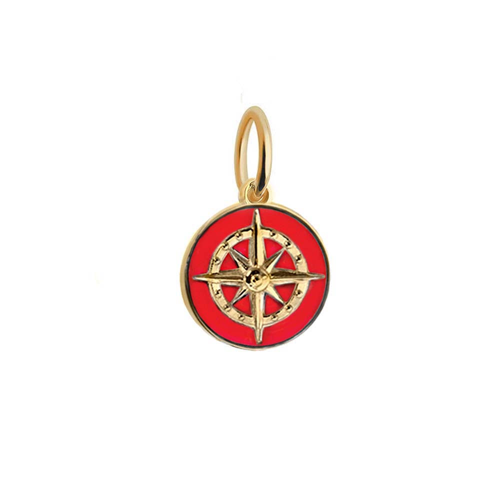 Gold Mini Red Enamel Compass Charm-GWP - JET SET CANDY  (4592856137816)