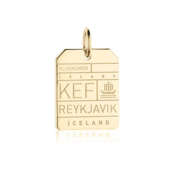 Gold Vermeil Iceland Charm, KEF Reykjavik Luggage Tag