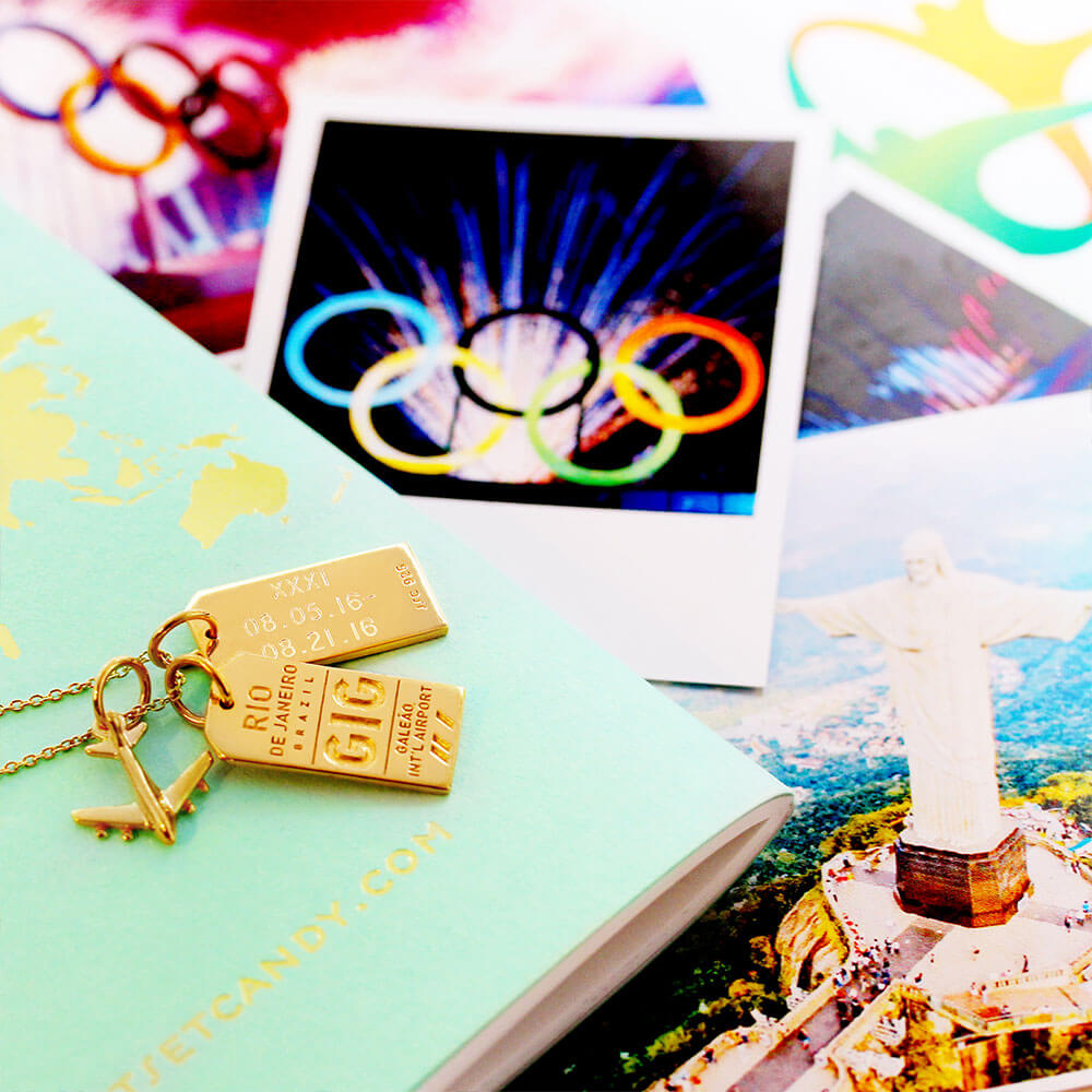 Gold Brazil Charm, GIG Rio de Janeiro Luggage Tag - JET SET CANDY  (1720191385658)